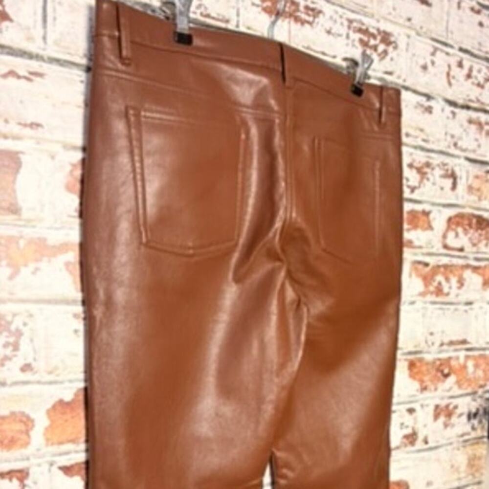 Aritzia Wilfred Babaton Melina Flare Cognac Vergan Faux Leather Pants - Picture 16 of 16